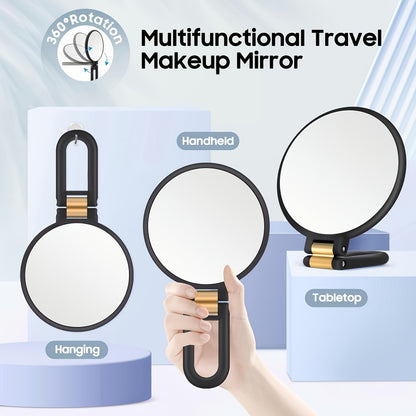 80X Handheld Magnifying Mirror with 1X 80X Magnification, 360° Adjustable Handle Portable Travel Mirror for Makeup Skincare Beard Trimming, Compact Beauty Mirror Gift for Women