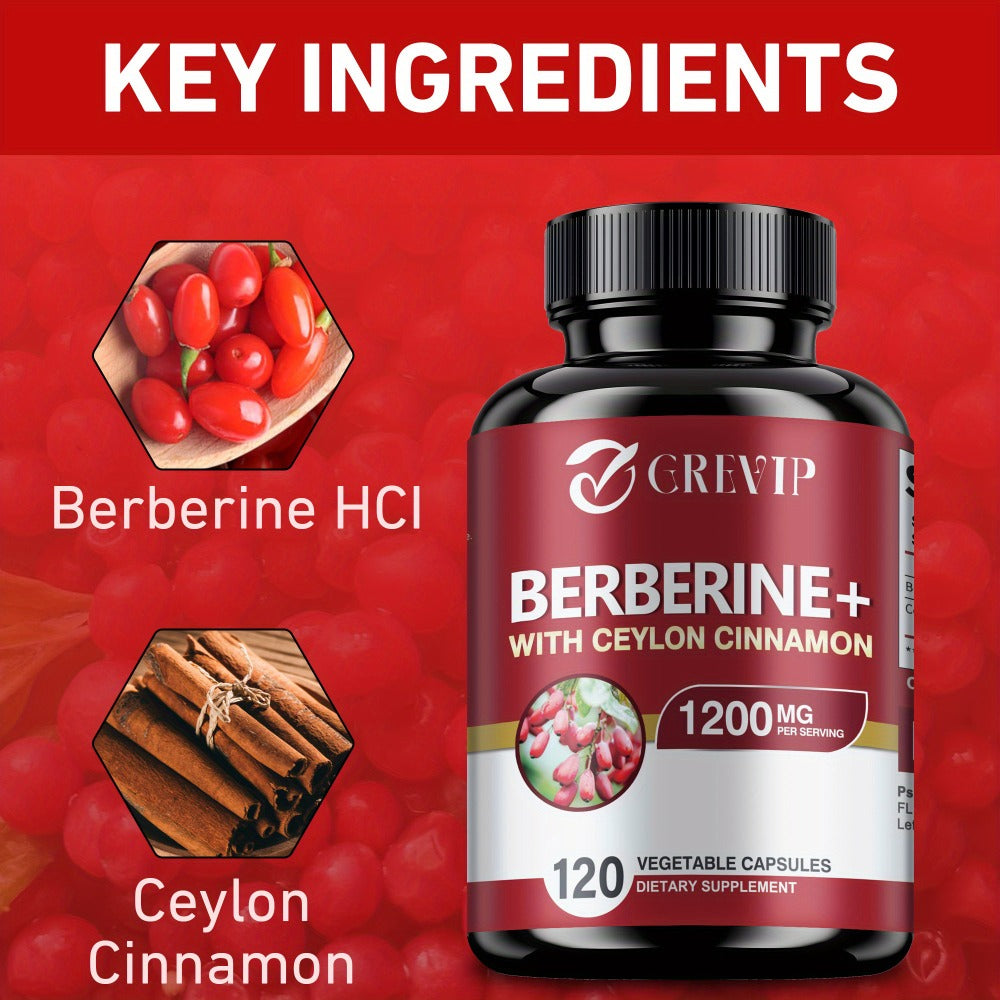 [Berberine + Ceylon Cinnamon] Berberine + Ceylon Cinnamon - Support Healthy Cholesterol Levels, Heart Health, Berberine HCI Dietary Supplement - 120pcs