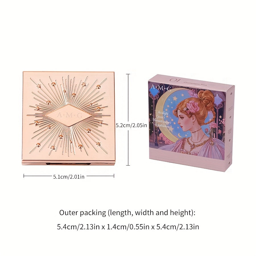 AMG Golden Star Glowing Eyeshadow Palette - 5 Shimmer Shades, Waterproof & Sweatproof, Creamy Formula with Built-in Mirror, High-End Luxury Packaging, Ideal Gift for All Light Beige Tones, Elegant Makeup | Radiant Finish | Shiny Shimmery Effect
