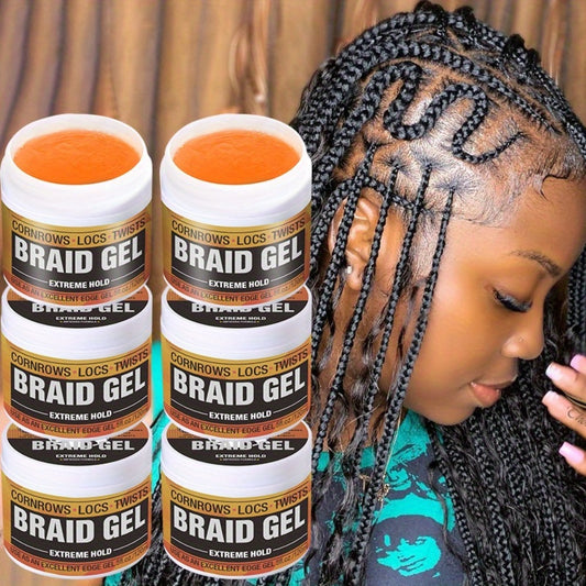 Braid Gel Extreme Hold, Anti-Frizz-Edge Control Hair Wax Pomade - Anti-Frizz Extra Hold Gel for Braids, Locs, Twists & Strong Styles - Moisturizing, Sleek End, Frizz Control Refresh, Braiding Additions, Sleek Style Gel, Moisturizing Gel