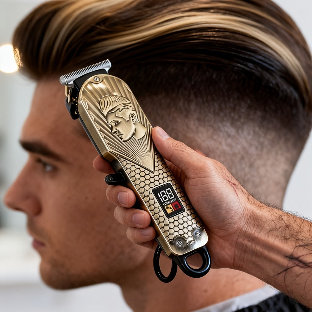 9pcs Hair Clipper Set + 1 Fashionable Elegant Belt, Electric Digital Hair Clipper, Trimmer, Rechargeable, Professional For Salons, Elegant Belt, Suitable For Both Men And Women, The Perfect Gift For Christmas And Halloween