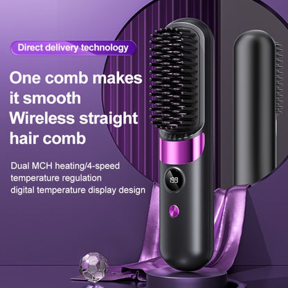 Cordless Hair Straightening Brush Portable Heated Straightener Comb USB Rechargeable Mini Travel Hair Straightener with Heat Protection for Women Men Beard Daily Use Gift