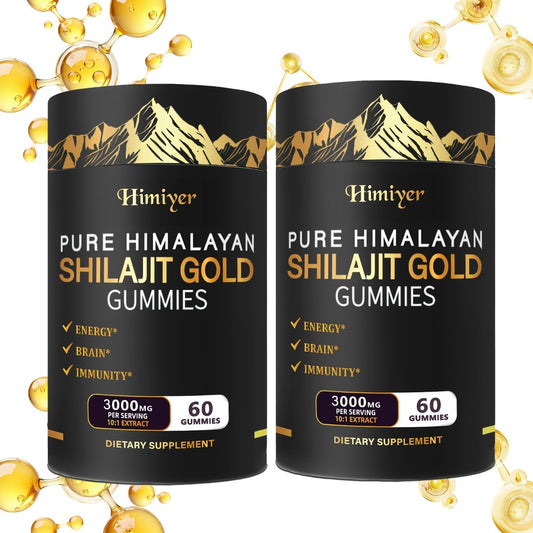 Shilajit Gummies 3000mg Pure Himalayan Shilajit with Ashwagandha Ginger & Deer Antler — Energy Stamina Vitality & Immune Support Supplement for Women and Men 2-Pack 2-Month Supply