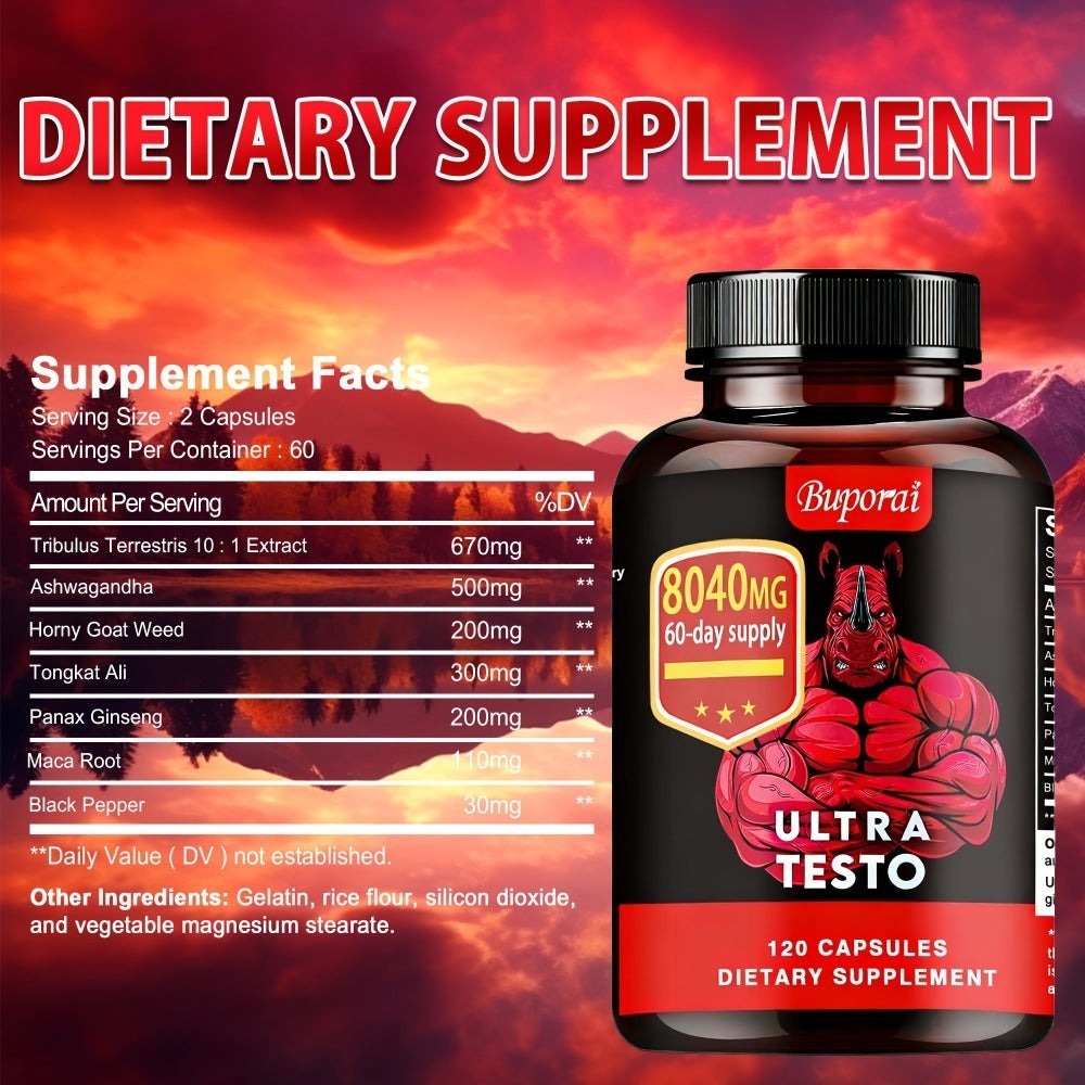Ultra Testo - with Ashwagandha, Tongkat Ali, Maca Root, Supports Men'S Health, Supplement - 120pcs