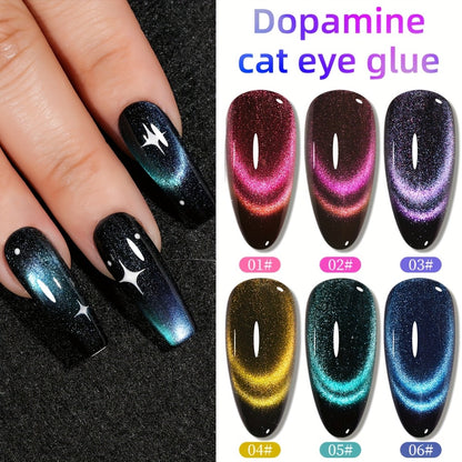 Cat Eye Gel Polish Set 6 Colors - Dopamine Series Magnetic Nail Gel with Photo Frame Bottle, Spring Summer Nail Art Kit for Salon DIY Manicure, Shiny Glossy Reflective Finish, Long Lasting UV Gel