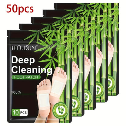 Foot Detox Patches 50pcs - Deep Cleansing Bamboo Charcoal & Ginger Powder Foot Pads for Foot Care, Relaxation & Toxin Removal, Gift for Women Parents