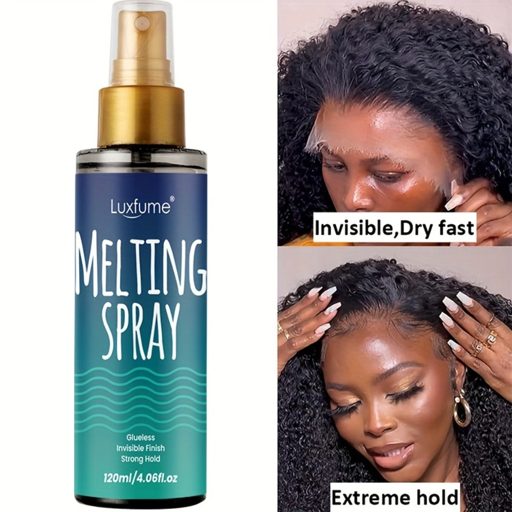 Lace Wig Glue Spray Kit Edge Control Extra Hold Lace Melting Spray Bold Hold Hair Glue Quick Dry No Residue 24H Long Lasting Safe for Sensitive Scalp 120ml