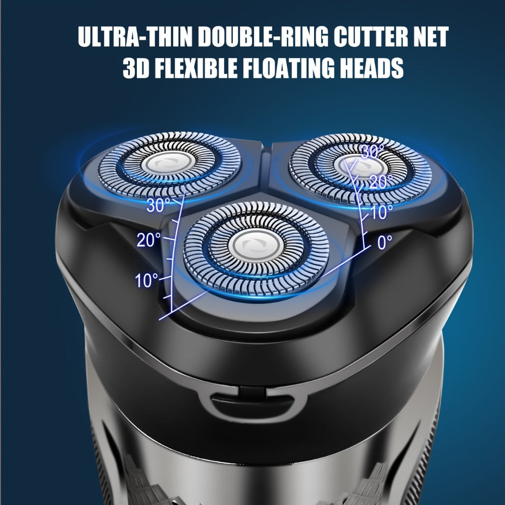 Solimpia Men'S Electric Shaver - Features 3D Flexible Floating Heads, USB Rechargeable Lithium Battery, Adjustable Hair Trimmer, Sleek Black Design, Perfect for Home And Travel, Travel Shaving Set | Contemporary Electric Shaving Device