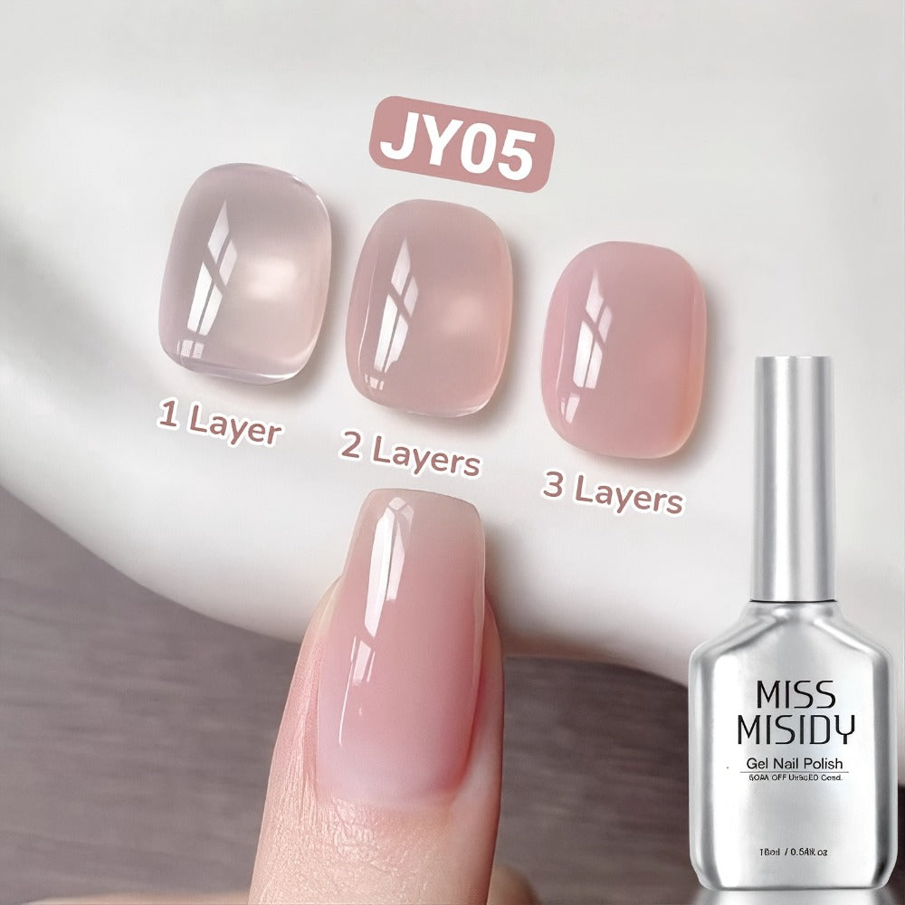 0.54oz Nude Pink Gel Nail Polish - Ice Transparent Color Series, JY05, Alcohol-Free, Unscented, Long-Lasting Nail Care | Smooth Finish | Durable Nail