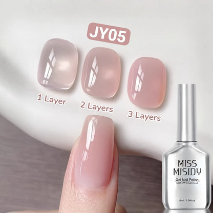 Ice Transparent Nude Pink Gel Nail Polish 0.54oz Sheer Glass Finish UV LED Soak-Off - Alcohol-Free Unscented Chip-Resistant Long Lasting Salon Quality Nail Color for Women JY05 Series DIY Manicure