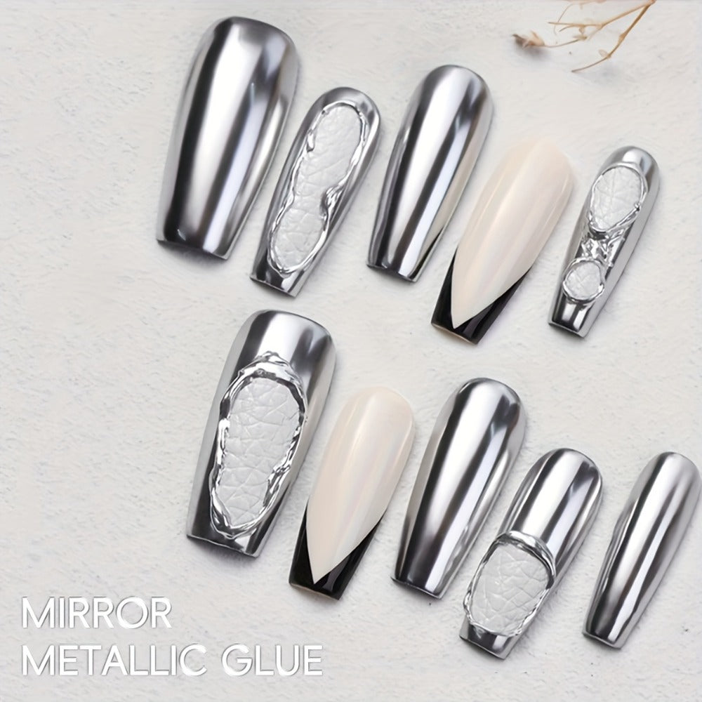XEIJAYI Photo Frame Bottle Metal ---Latest Nail Art Product with High Density Edge Painting, Floral Color Painting, Platinum, Mirror Metal, Shiny Silvery, Strong And Durable, Ideal for Salon Nail Art And Nail Art Essentials
