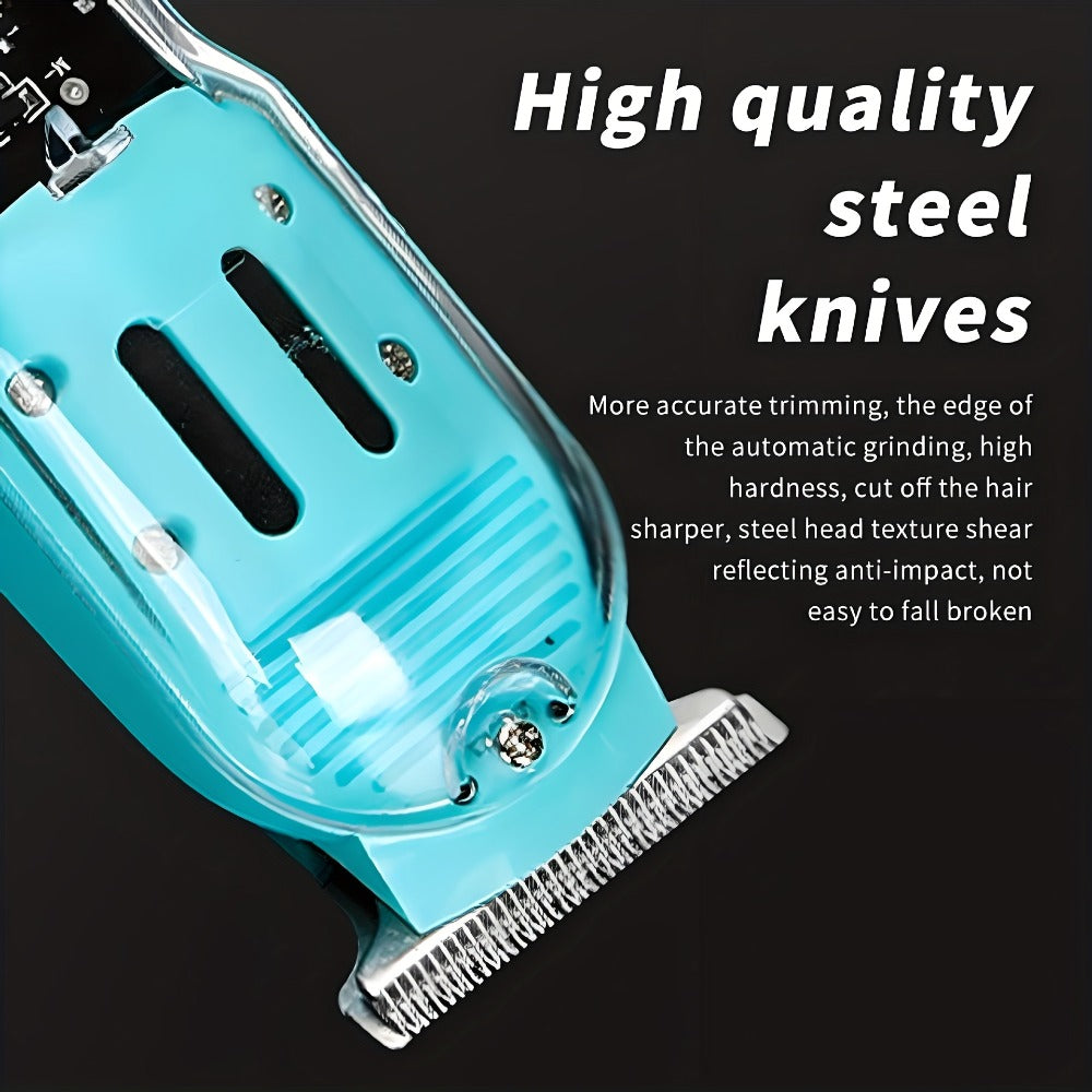 Men' Cordless Hair Clipper & Beard Trimmer with LED Display - USB-C Charging, 4 Attachments Combs (Long Hair Trimmer, Barber-Grade Clipper) - Cordless Shaver Suitable for Home & Travel - Perfect Gift for Men