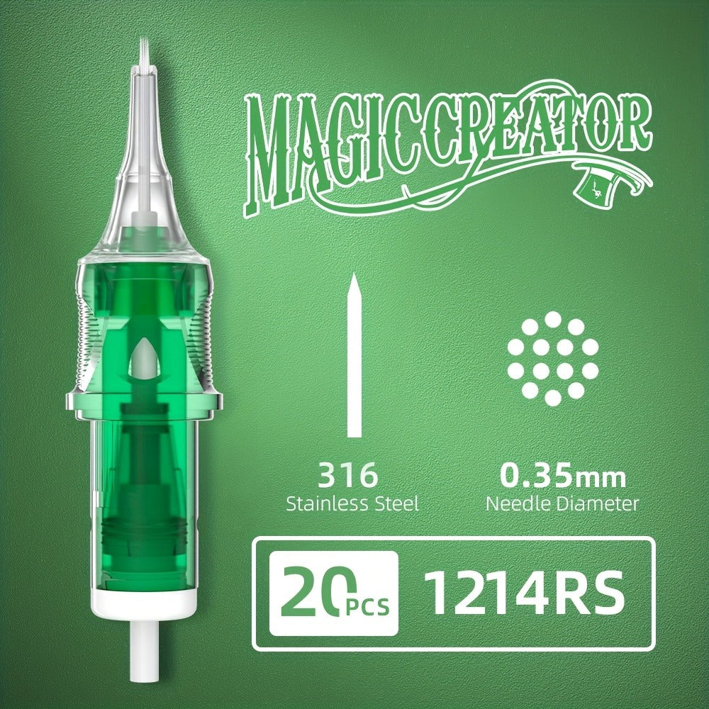 A Set of 20 Disposable Tattoo Needles for Magicians, Featuring High Transparency, Adjustable Lines, Various Gauges, Excellent Rigidity, Lasting Sharpness, And Ample Ink Capacity, Perfect for Both Professional Tattoo Artists And Novices