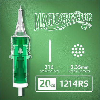 Disposable Tattoo Needles 20pcs Mixed Set - RL RS M1 C-M Multi-Gauge, High Transparency Cartridge, Lasting Sharpness & Ample Ink Capacity for Professional Artists & Beginners