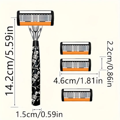 Safety Razor for Men - 7-Layer Stainless Steel Blades, Non-Slip Metal Handle, Classic Double Edge Razor for Beard & Mustache Grooming, Multiple Handle & Blade Pack Options