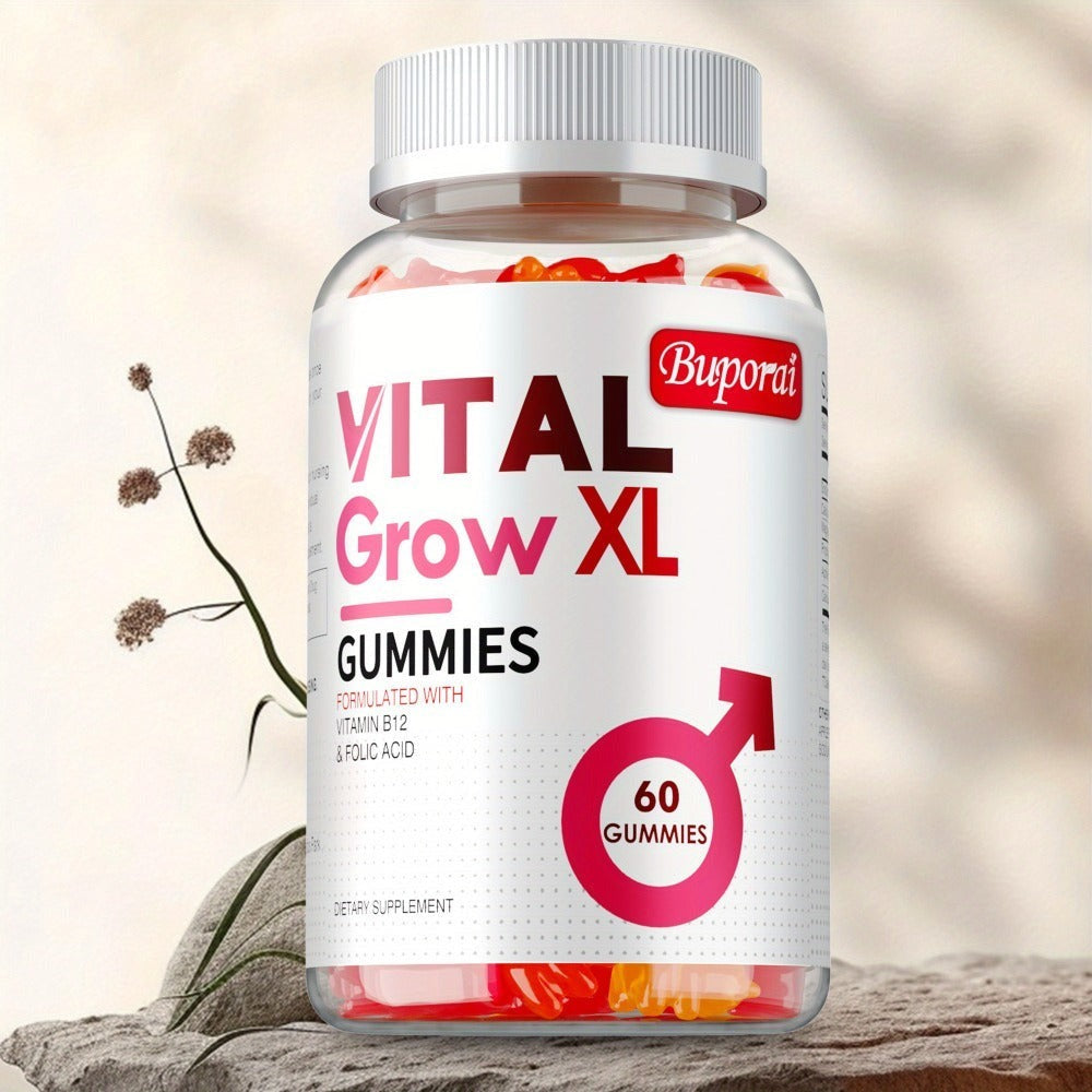 Vital Grow XL Gummies - with Sodium, Calcium, Magnesium - Supports Male Health, Muscle Health, Support - 60pcs