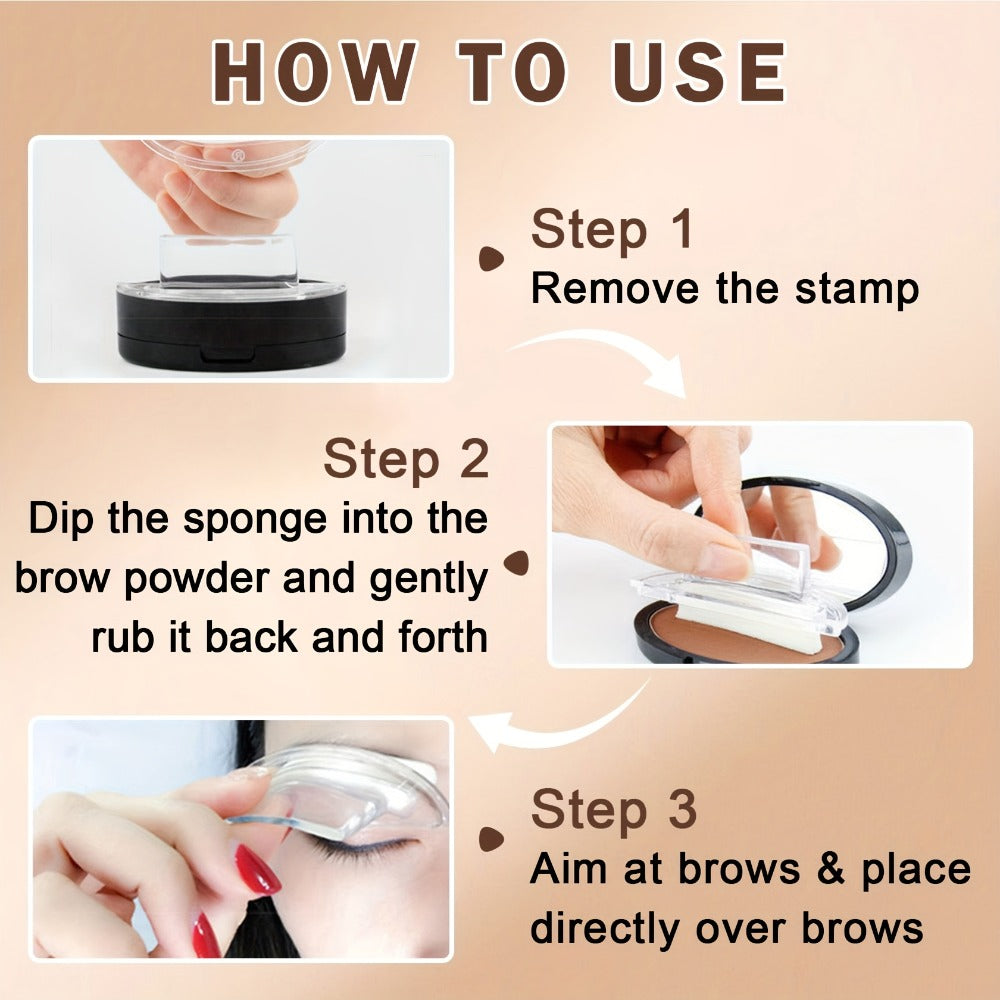 Eyebrow Stamp Powder Waterproof Natural Arched Brow Shaping Kit, Long-Lasting Eyebrow Makeup for Women, Works on Dry & Oily Skin — Grey, Light Brown, Dark Brown
