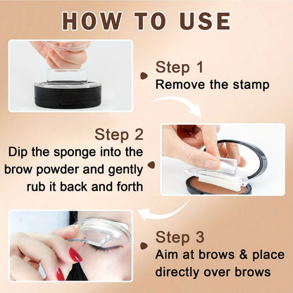 Eyebrow Stamp Powder Waterproof Natural Arched Brow Shaping Kit, Long-Lasting Eyebrow Makeup for Women, Works on Dry & Oily Skin — Grey, Light Brown, Dark Brown