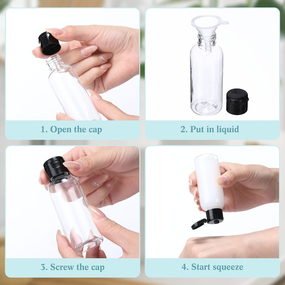 100pcs Small Plastic Bottles with Caps | 2 Oz Clear Empty Squeeze Bottle with Flip Cap, Small Refillable Transparent Travel Dispenser Container for Shampoo, Lotion, Conditioner, Liquid Soap - UNITTYPE