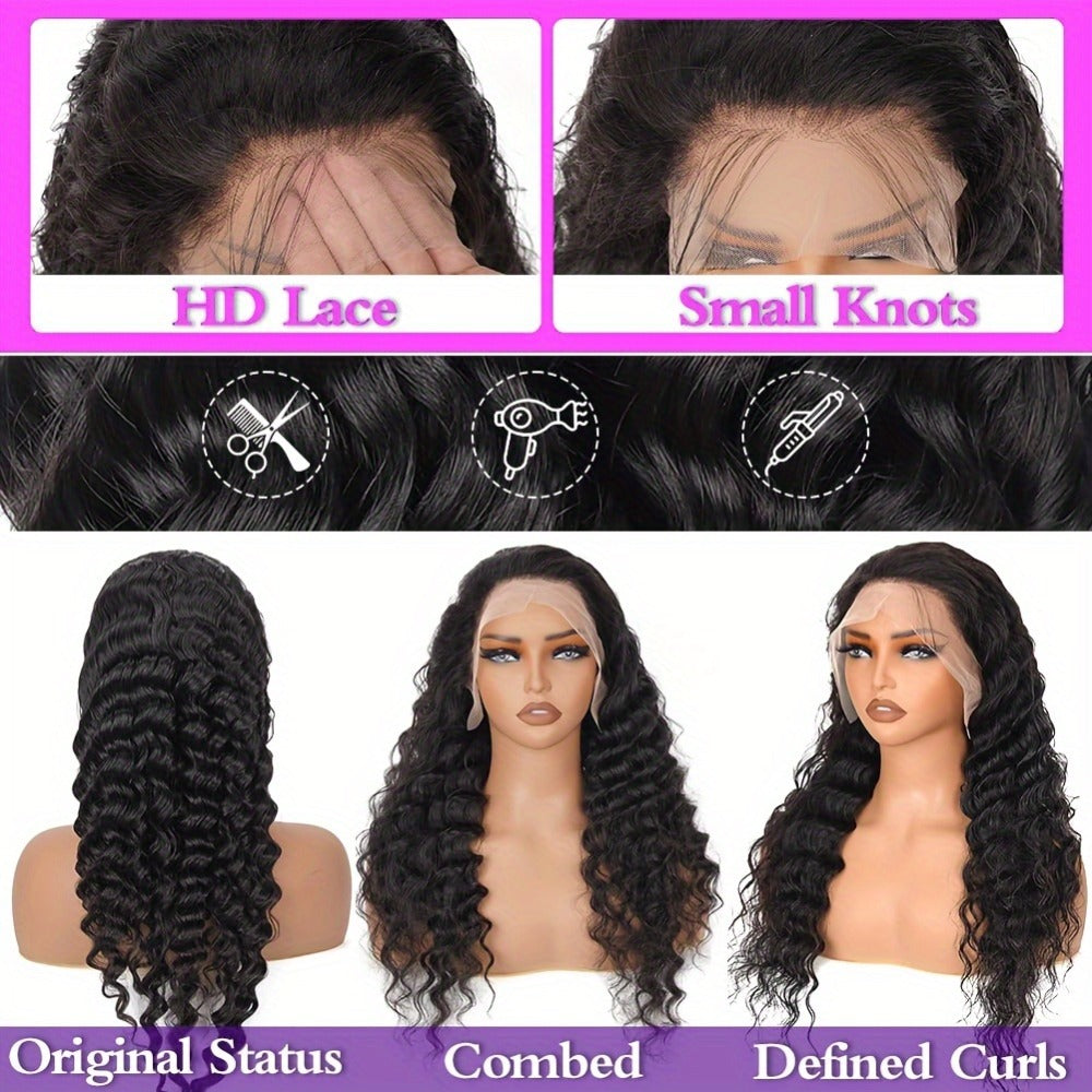 Glueless Bob Wig Human Hair 13x4 Pre Cut Lace Deep Wave Wig 200% Density Wear and Go Pre Plucked Body Wave Lace Front Wig for Black Women