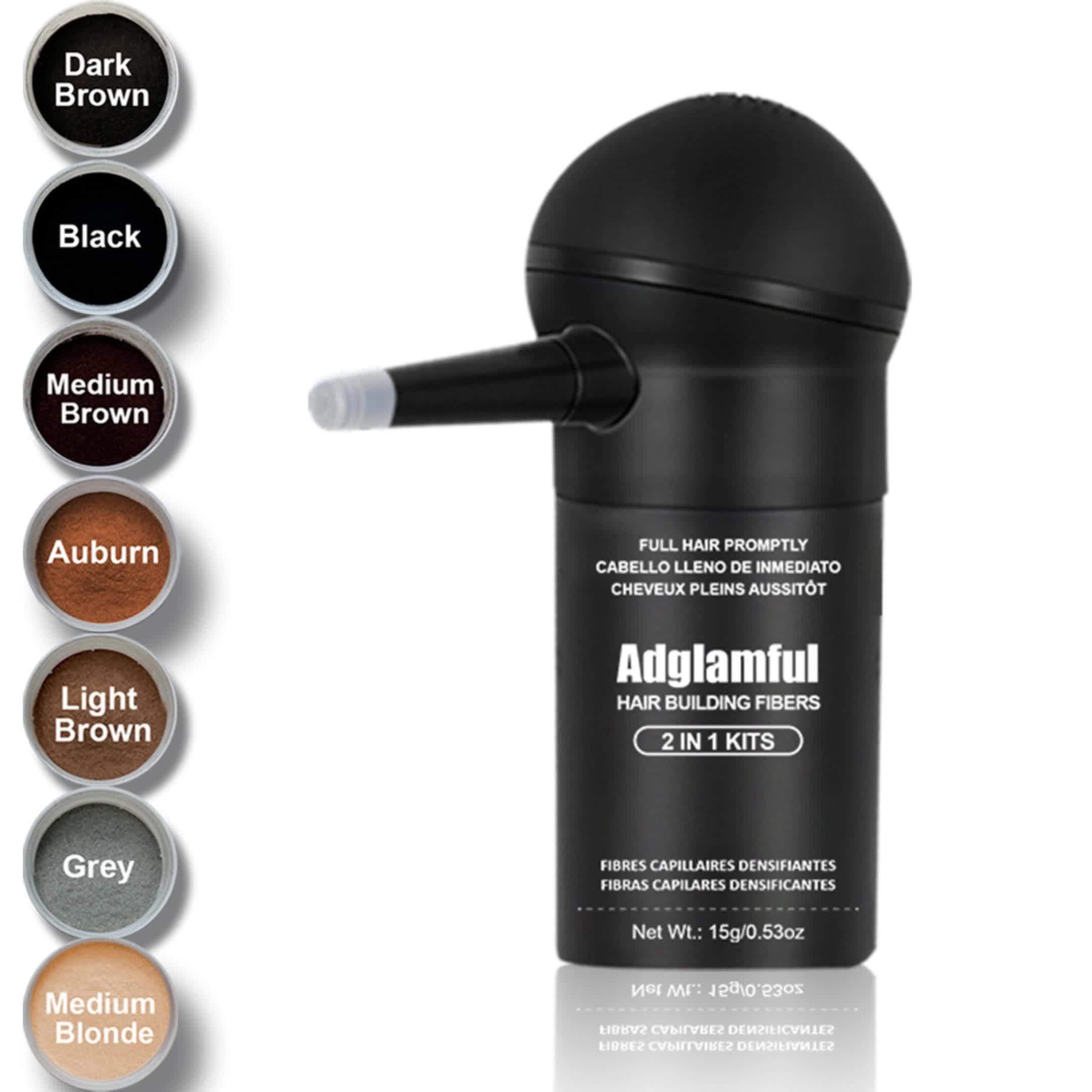 Adglamful 15g Hair Building Fibers, 1pc, 1-second Adsorption, Natural And Invisible, Covers Gray Hair, Suitable for Men And Women with Thinning Hair.