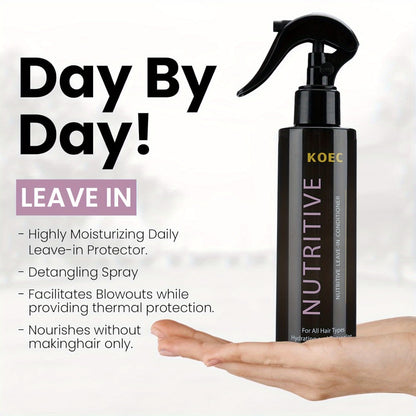 Leave-In Conditioner with Hydrolyzed Keratin & Biotin — Anti-Frizz Detangler, Argan Oil & Plant Extracts, Repairs Split Ends & Breakage, Color-Safe for Curly, Dry & Damaged Hair, 6.76 oz