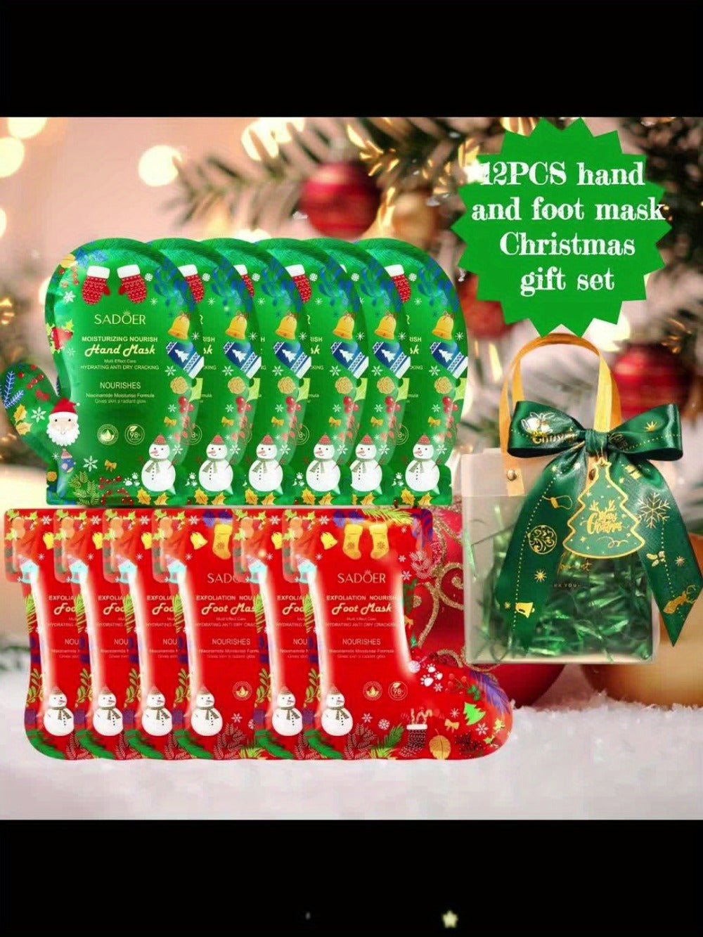 6pcs Of Hand Masks + 6pcs Of Foot Masks, Moisturizing Hand Mask And Foot Mask Set, Rich In Glycerin/collagen And Niacinamide Moisturizing Ingredients, The Best Valentine's Day/Mother's Day Gift for Ladies And Mothers