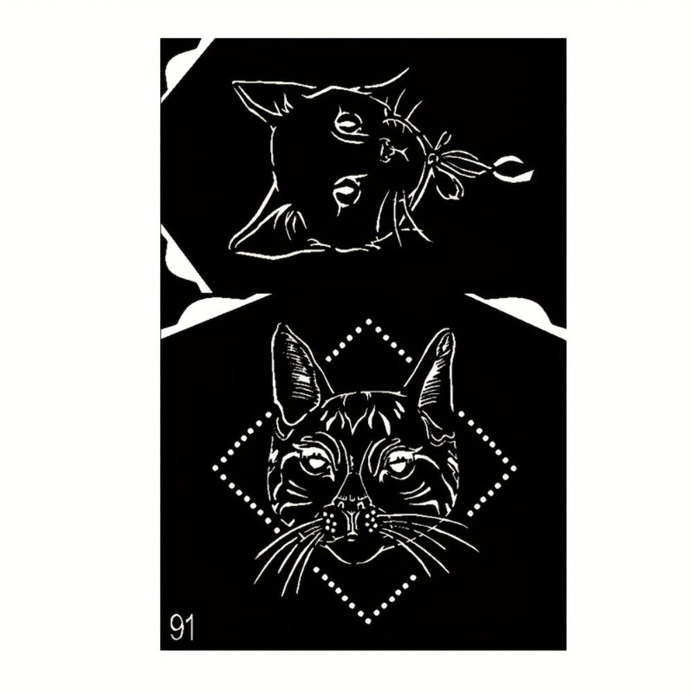 Tattoo Stencil Kit, Reusable Temporary Tattoos Stencils, Airbrush Tattoo Stencil Stickers, Whale Dolphin Cat Deer Wing Crown Creative Cross Moon And Sun Pattern, Tattoos Stencil for Adults And Beach Festivals Parties