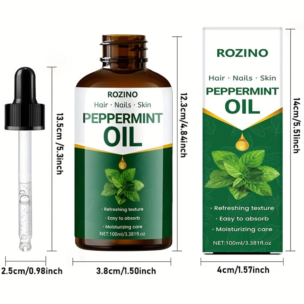 Peppermint Essential Oil: 100% Pure Plant Essential Oil, Suitable for Massage, Shower, Skin Care, Face, Body, Nail, Hair And Eyelash Care. General Use