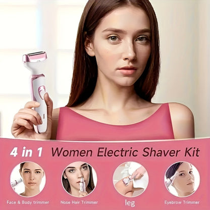 Electric Hair Remover Set for Women USB Rechargeable Multifunctional Facial Hair Removal Tool for Eyebrows Nose Face Legs Portable Painless Lady Trimmer Gift Set Pink Purple