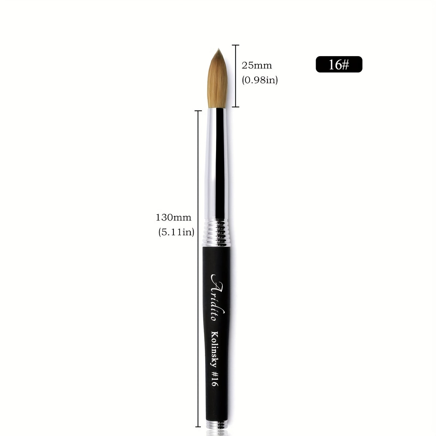 Kolinsky Acrylic Nail Art Brush Round Head 100% Pure Kolinsky Black Metal Handle Professional Manicure Nail Extension Brush Size 12 14 16 18
