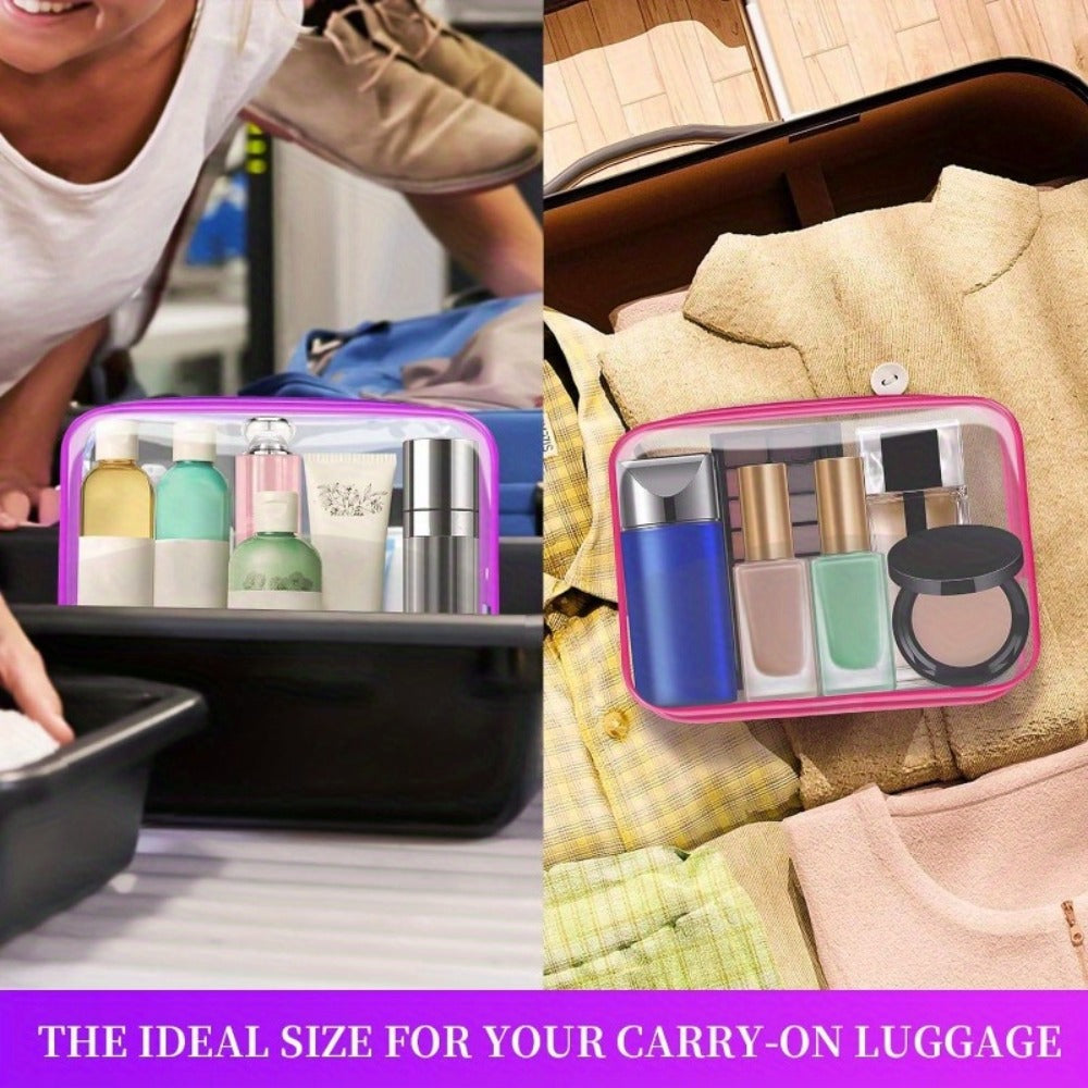 TSA Approved Clear Toiletry Bags Set of 24 Transparent Travel Makeup Organizer Pouches Medium Size Airport Security Quart Bag White Rose Red