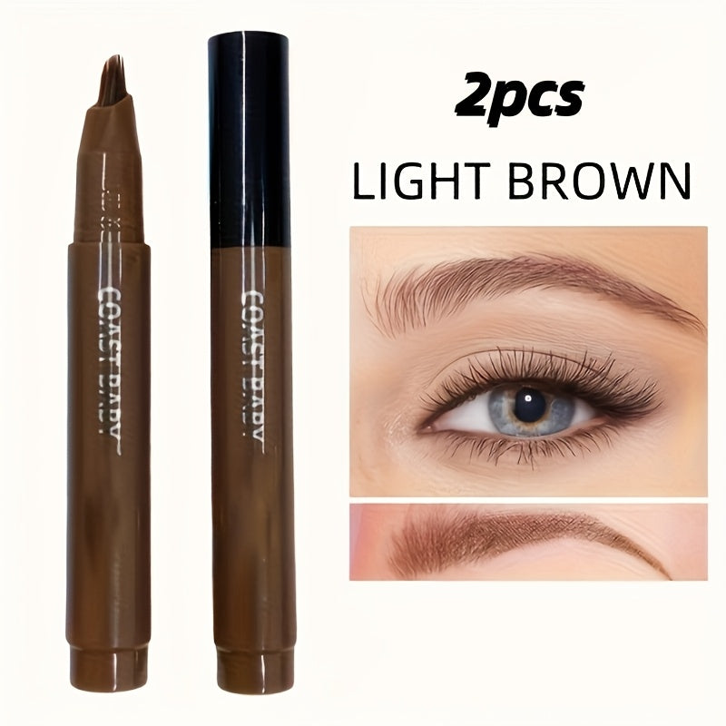 2-Pack 4-Color Multi-Fork Eyebrow Pencil: Create Clear And Realistic Eyebrow Shape And Fill in The Hairline. Waterproof, Not Smudgeable, Durable And Long-Lasting. Suitable for Beginners. Perfect Gift for Festivals