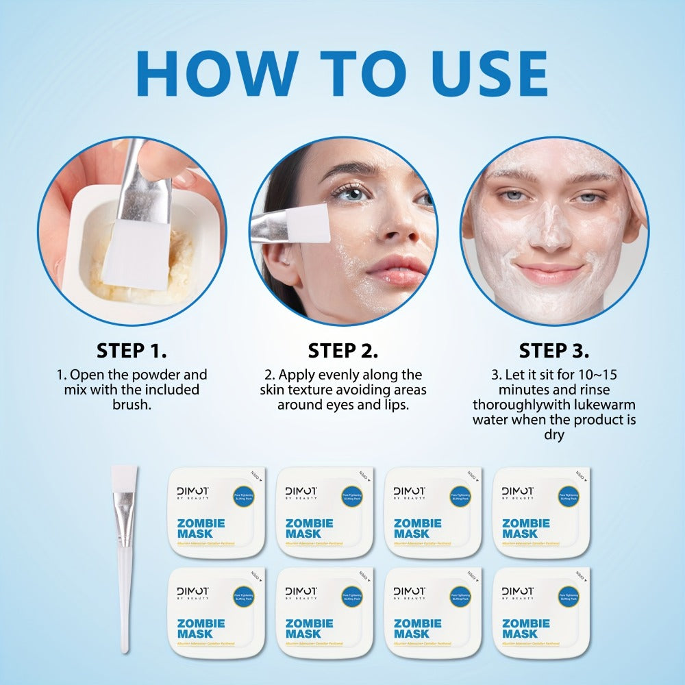 8pcs/box - Women's Zombie Skin Care Mask, Comes with A Free Application Brush, Contains Various Skin Care Ingredients, Effectively Helps Moisturize The Skin, Effectively Improves Skin Texture