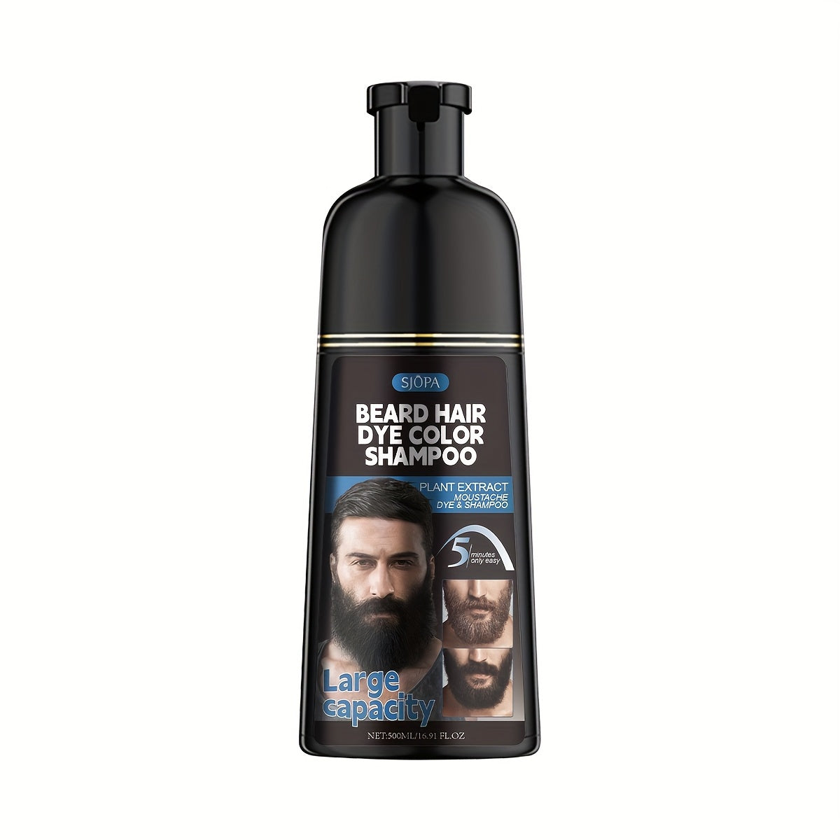 New Extra Large Capacity 16.91oz Men's Black Beard Dye, 3in 1 Beard And Hair Dye, Fast Blackening In 10-15 Minutes, Provides Care And Nourishment, Does Not Harm The Skin, Maintains A Natural Look, The Perfect Valentine's Day Gift