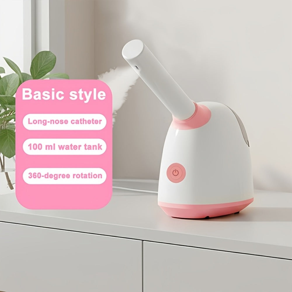 Nano Ionic Facial Steamer Deep Pore Cleansing Warm Mist Humidifier Vaporizer Home Sauna Spa Skin Moisturizing 3-in-1 Portable Large Tank Pink Gift for Women