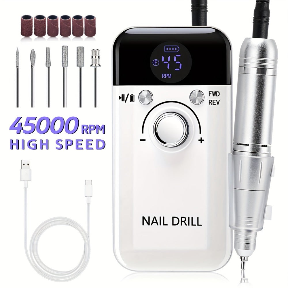 45, 000 RPM Electric Nail Drill Machine for Manicures Featuring an LCD Display, Rechargeable And, Designed for Gel Nails