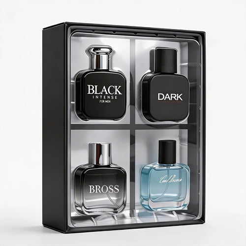 Cologne Gift Set for Men 4-Pack Fresh Eau de Parfum Long Lasting Crisp Scents 1 fl oz Each with Optional 1.5oz Body Mist Bundle Perfect Gift for Him