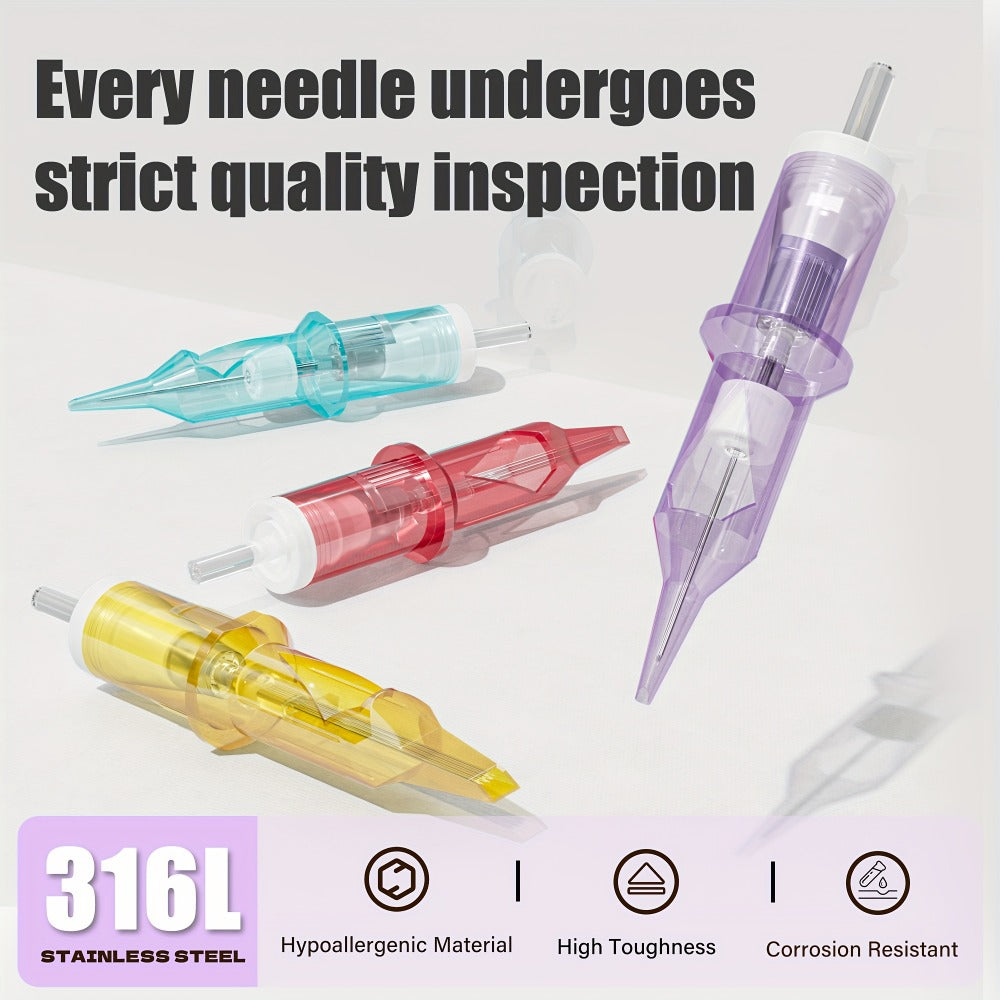 50/20pcs Lumentip Tattoo Cartridge Needles, Disposable Mixed Sizes #12 RL/RS/RM/M1, Stainless Steel Round Liner & Shader Needles with Membrane, Compatible with Tattoo Machines And Pens, Essential for Tattoo Artists And Beginners, Tattoo Supplies