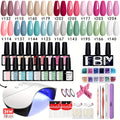 PHOENIXY 36pcs Gel Nail Polish Kit with 36W U V LED Nail Light, Pink Red Purple Black Brown Blue Gel Nail Kit Manicure Tools