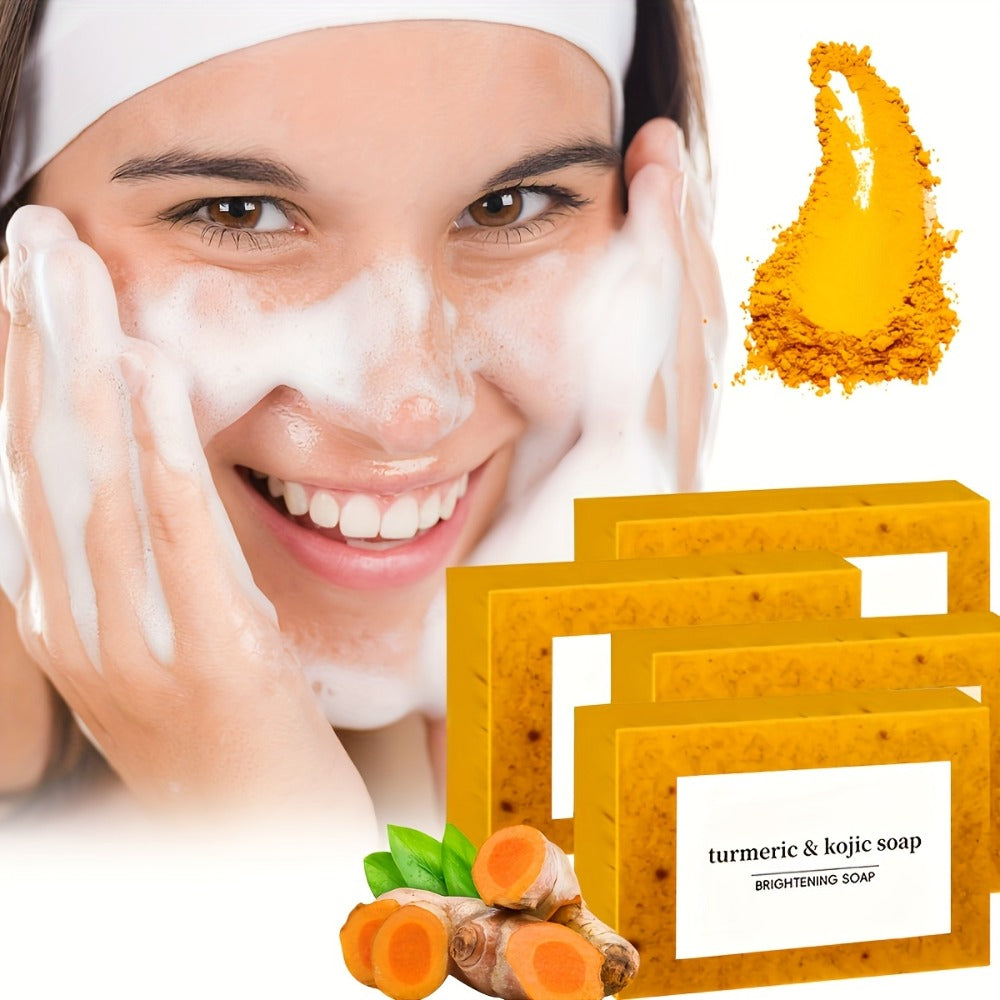 24pcs Lemon Turmeric & Kojic Acid Cold Process Handmade Soap. Facial & Body Cleansing. for Bath & Face. with Natural Ginger Extract. Cleansing, Moisturizing & Exfoliating with Granules- Stocking Stuffers Gifts for Women-Christmas Gifts!