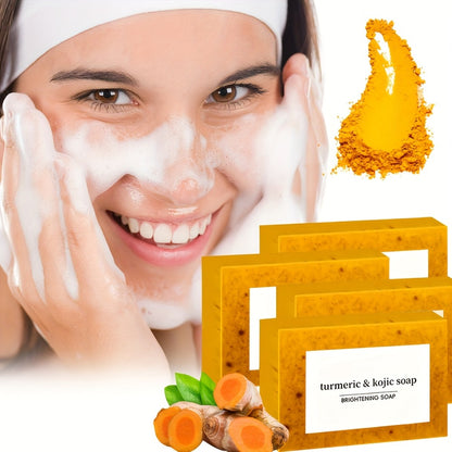 Lemon Turmeric Kojic Acid Handmade Soap 24-Pack — Cold Process Bar Soap with Ginger Extract, Exfoliating Granules, Cleansing & Moisturizing Face & Body Soap, Gift Set for Women