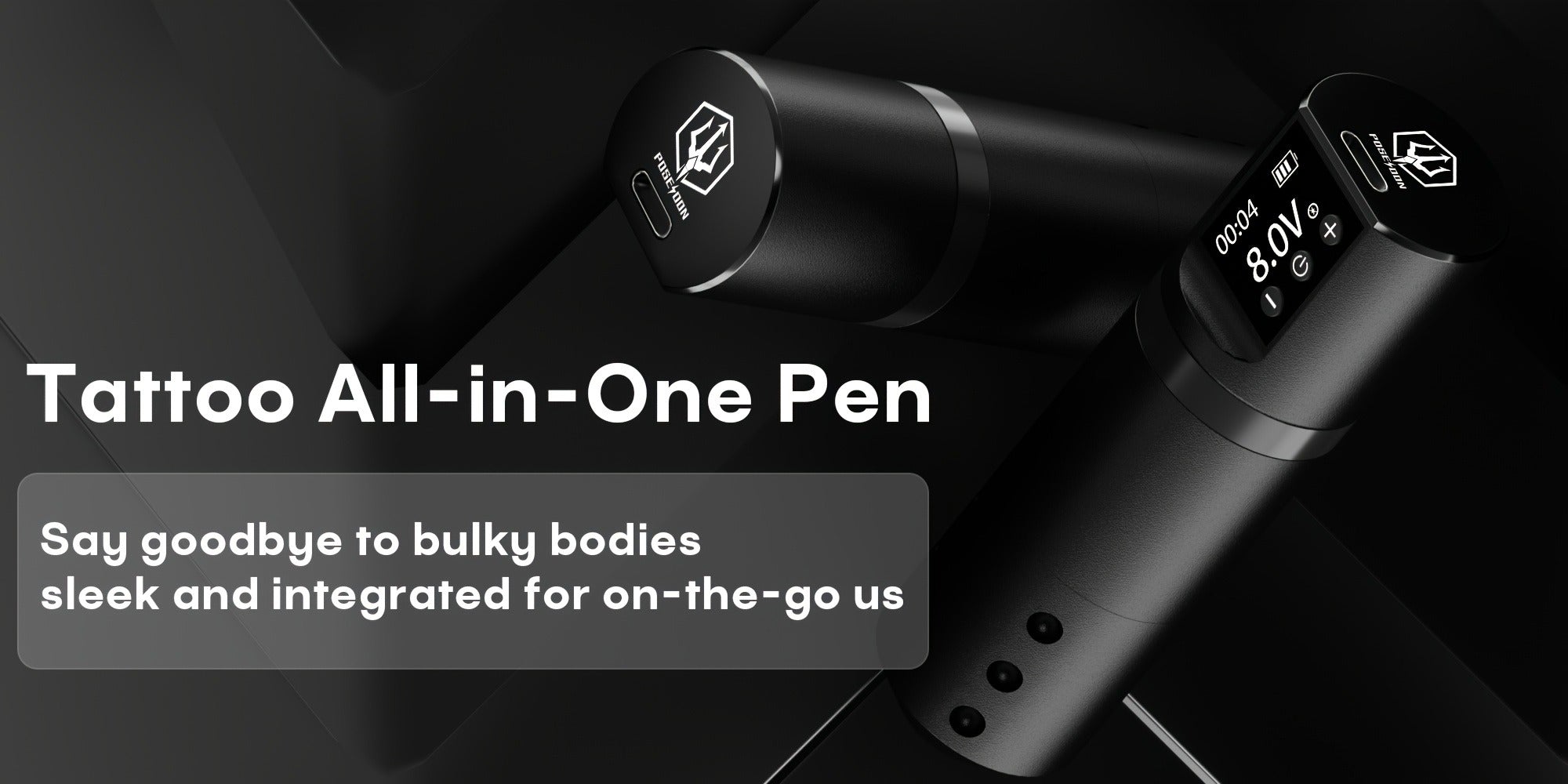 POSEIDON V5 Cordless Tattoo Machine Kit Complete with LCD Screen Display, Wireless Rotary Pen, 1500mAh Battery, 10 Needles & 11 Ink - Full Tattoo Supplies for Beginners & Professional Artists, Portable Tattoo Gun (No Adapter Included)