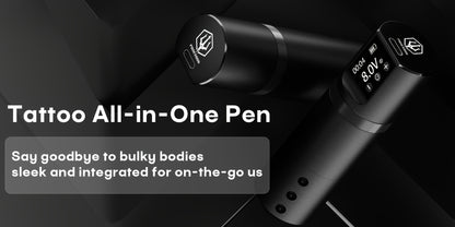 Cordless Tattoo Machine Kit Complete - POSEIDON V5 Wireless Rotary Pen with LCD Screen 1500mAh Battery 10 Needles 11 Ink Bottles Full Tattoo Supplies for Beginners & Professional Artists