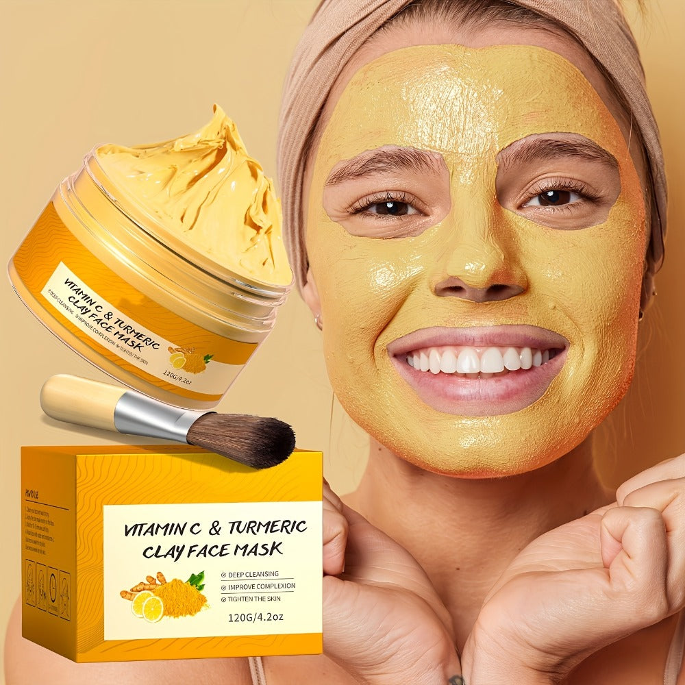 Turmeric Vitamin C Mud Mask - Deep Cleansing, Moisturizing And Firming Mask, Vitamin C Mask, Achieve Radiant, Smooth Skin - The Perfect Gift for Valentine'S Day And Mother'S Day