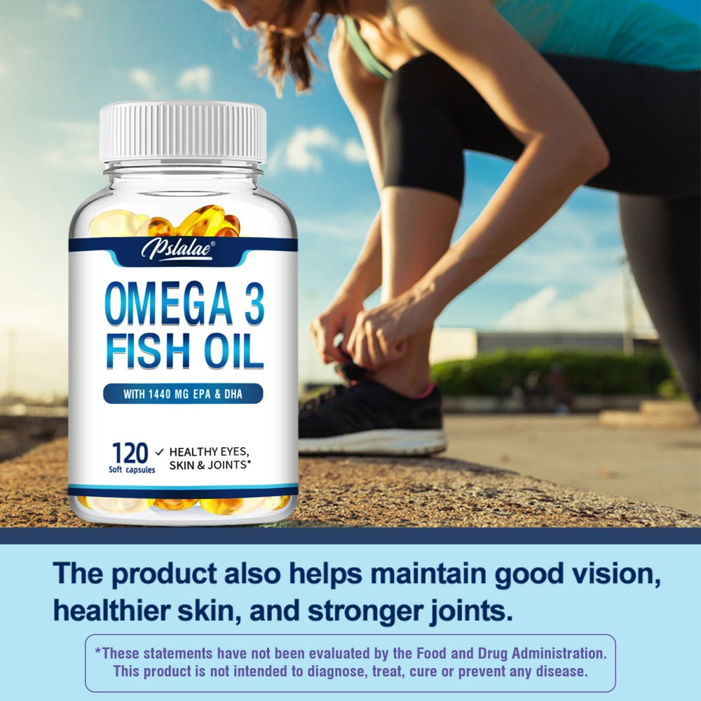 Omega-3 Fish Oil - with EPA and DHA, Support Vision, Skin, Heart, and Brain Health - 120pcs