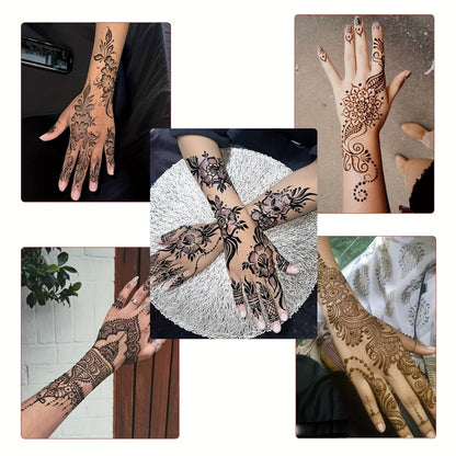 Tattoo Stencils 8-Piece Set Vintage Ramadan Henna-Style Designs | Reusable Body Art Stencils for Brides Bridal Party | Valentine's Day New Year Celebration Skin Decoration Stickers