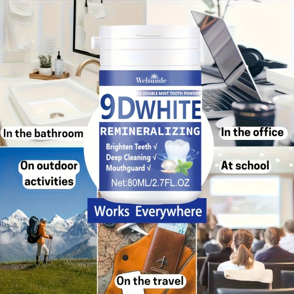 Hydroxyapatite Tooth Powder Remineralizing Whitening Deep Cleaning Mint Fresh Breath Oral Health Powder for Men Women 3pcs 80ml Each