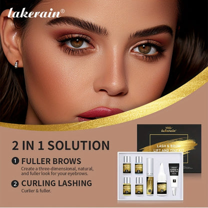 Lash and Brow Lift Tint Kit Brow Lamination Eyelash Perm Set - Long-Lasting Fuller-Looking Lashes & Brows Salon or Home Use Easy DIY Tint Dye Kit Black Brown