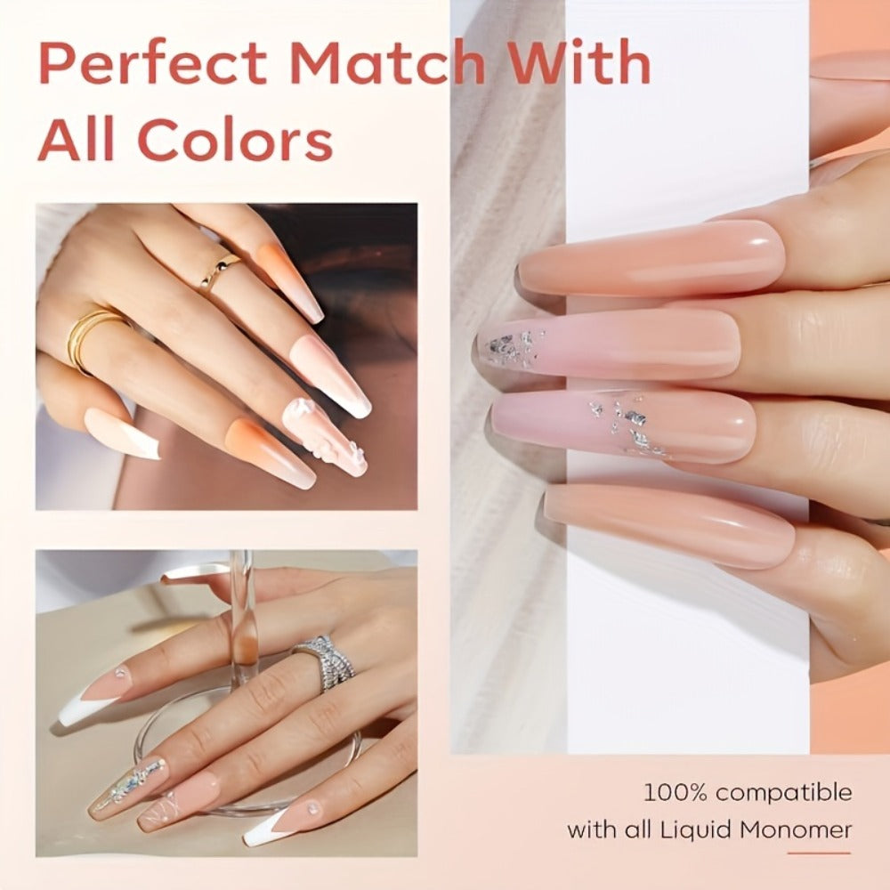4oz Professional Transparent/Pink/White/Nude Beige Acrylic Nail Powder Suitable for Acrylic Nail Extensions & 3D Nail Art, No Lamp Required Polymer Powder for DIY Nail, Suitable for Nail Sculpting, Polishable for - Use